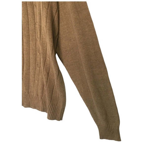 Oscar De La Renta Mens XL Cable Knit Sweater Pullover Cotton Long Sleeve Brown - Picture 5 of 11